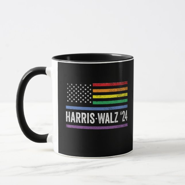 LGBTQ Harris Walz American Flag Election 2024 Mug (Left)