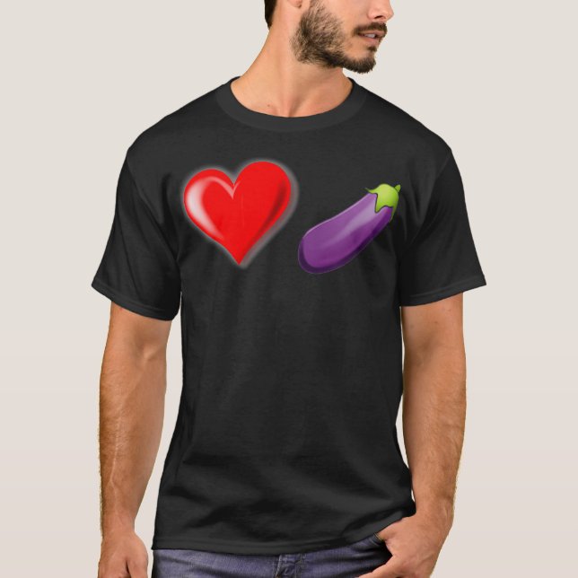 LGBTQ Heart Eggplant Emoji  T-Shirt (Front)