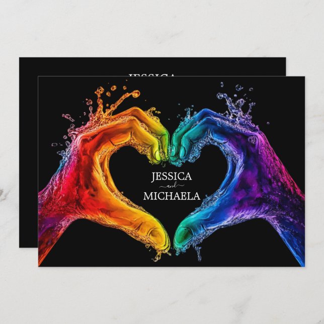 🌈❤️ LGBTQ Heart of Pride wedding Invitation (Front/Back)