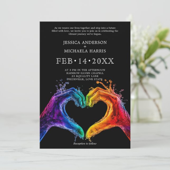 🌈❤️ LGBTQ Heart of Pride wedding Invitation (Standing Front)