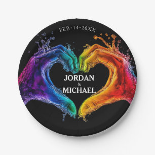 🌈LGBTQ Heart of Pride wedding Paper Plate