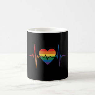 LGBTQ Heartbeats Heart Pride Gay Lesbian Trans Bi Coffee Mug