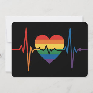 LGBTQ Heartbeats Heart Pride Gay Lesbian Trans Bi Invitation