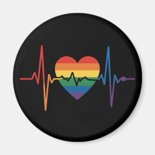 LGBTQ Heartbeats Heart Pride Gay Lesbian Trans Bi Magnet