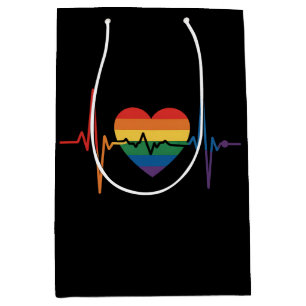 LGBTQ Heartbeats Heart Pride Gay Lesbian Trans Bi Medium Gift Bag