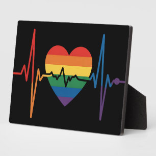 LGBTQ Heartbeats Heart Pride Gay Lesbian Trans Bi Plaque