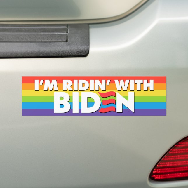 LGBTQ I'm Ridin' With Biden 2024 Bumper Sticker (On Car)