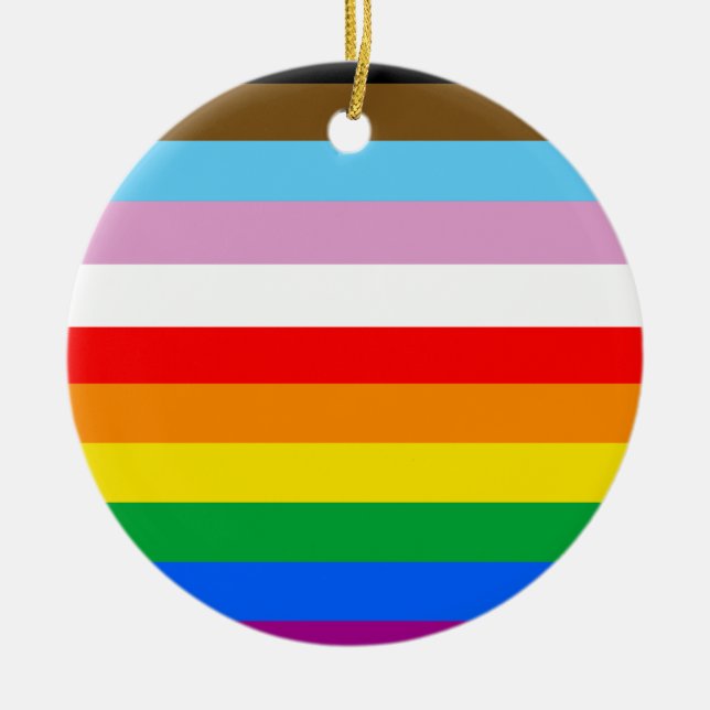 LGBTQ+ INCLUSIVE PRIDE FLAG CERAMIC ORNAMENT (Front)