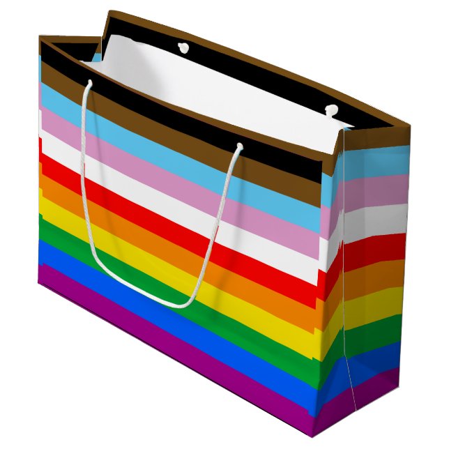 LGBTQ+ INCLUSIVE PRIDE FLAG LARGE GIFT BAG (Front Angled)