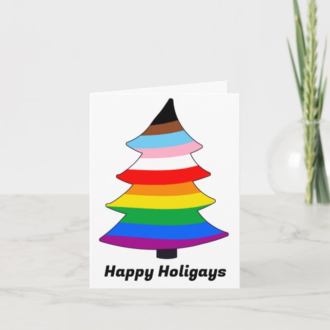 LGBTQ+ INCLUSIVE PRIDE Holigay Tree Holiday Card (Front)