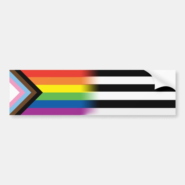 LGBTQ Inclusive Progress Pride Flag LGBT Ally Flag Bumper Sticker (Front)