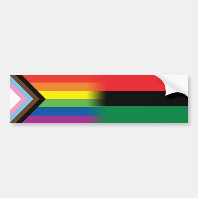 LGBTQ Inclusive Progress Pride Flag Pan African Bumper Sticker (Front)