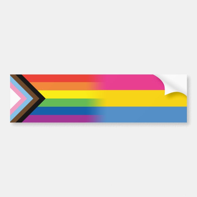 LGBTQ Inclusive Progress Pride Flag Pansexual Flag Bumper Sticker (Front)