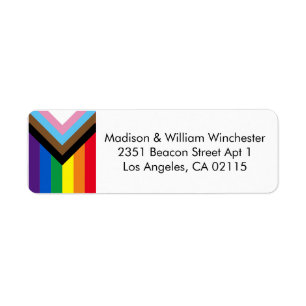 Lgbtq inclusive rainbow gay pride flag black white return address label