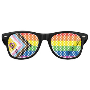 LGBTQ Intersex Inclusive Progress Pride Flag Retro Sunglasses