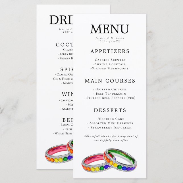 🌈  LGBTQ Intertwined in Pride Menu (Front/Back)