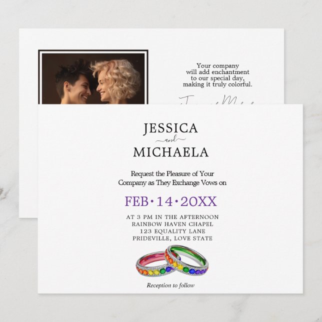 🌈  LGBTQ Intertwined in Pride – Personalised  Invitation (Front/Back)
