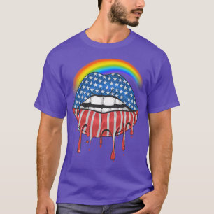 LGBTQ July 4th American Flag Rainbow Premium T-Shi T-Shirt