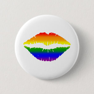 LGBTQ Kiss Lips Rainbow 6 Cm Round Badge