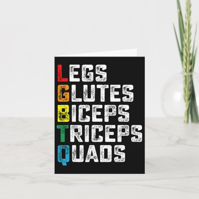 Lgbtq Legs Glutes Biceps Triceps Quads Funny Gym G Card (Front)