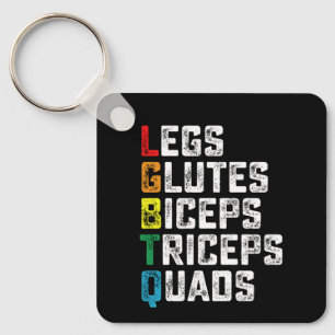 LGBTQ Legs Glutes Biceps Triceps Quads Funny Gym Key Ring