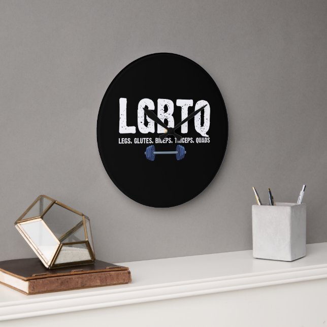 LGBTQ Legs Glutes Biceps Triceps Quads Gym Lover Large Clock (Office)