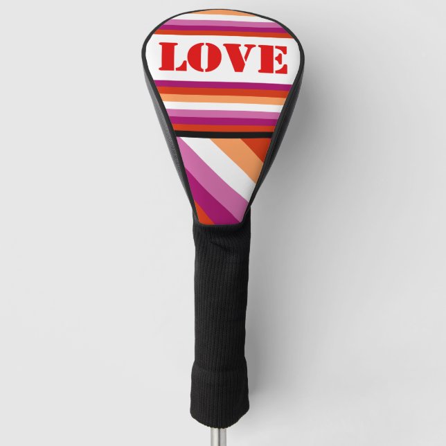 LGBTQ+ Lesbian Flag with Love Stripes Pride -  Golf Head Cover (Front)