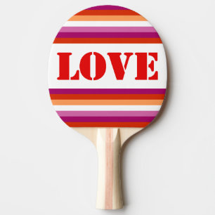 LGBTQ+ Lesbian Flag with Love Stripes Pride - Ping Pong Paddle