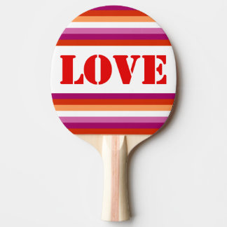 LGBTQ+ Lesbian Flag with Love Stripes Pride - Ping Pong Paddle
