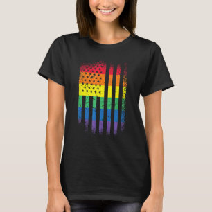 Lgbtq Lesbian Gay Bisexual Rainbow American Flag P T-Shirt