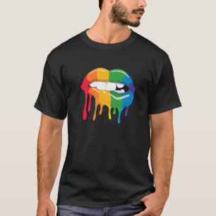 Lgbtq Lesbian Gay Bisexual Rainbow Lips Pride Mont T-Shirt
