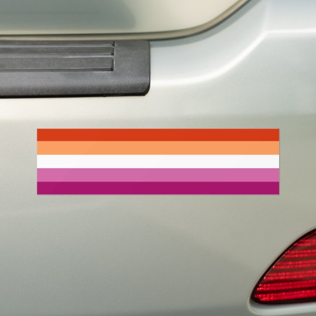 LGBTQ Lesbian Pride Flag Bumper Sticker (On Car)