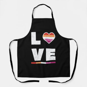 LGBTQ Lesbian Pride Flag Distressed Grunge Love Apron