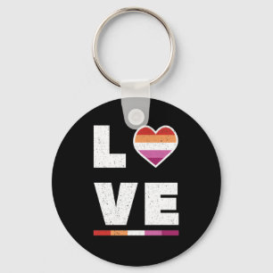 LGBTQ Lesbian Pride Flag Distressed Grunge Love Key Ring