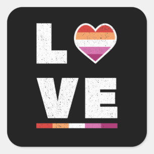 LGBTQ Lesbian Pride Flag Distressed Grunge Love Square Sticker
