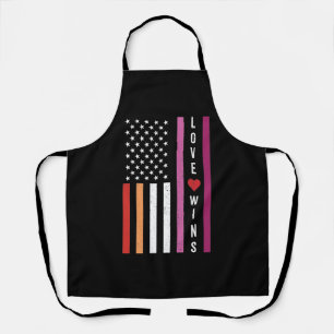 LGBTQ Lesbian Pride Love Wins USA American Flag Apron