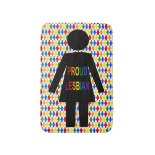 LGBTQ Lesbian Silhouette and Rainbow Ladies Bath Mat
