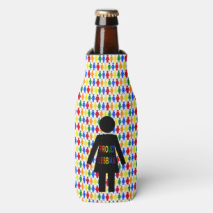LGBTQ Lesbian Silhouette and Rainbow Ladies Bottle Cooler