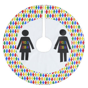 LGBTQ Lesbian Silhouette and Rainbow Ladies Brushed Polyester Tree Skirt
