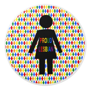 LGBTQ Lesbian Silhouette and Rainbow Ladies Ceramic Knob