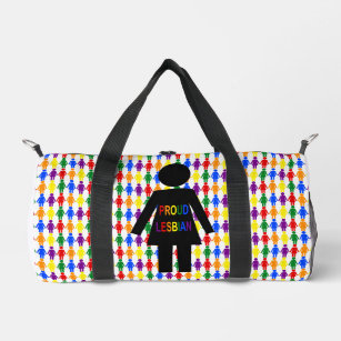 LGBTQ Lesbian Silhouette and Rainbow Ladies Duffle Bag