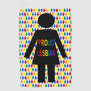 LGBTQ Lesbian Silhouette and Rainbow Ladies Golf Towel