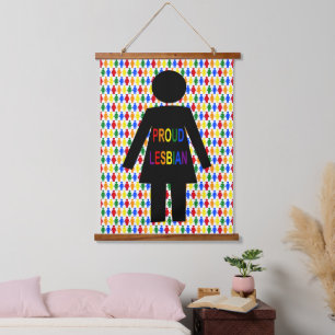 LGBTQ Lesbian Silhouette and Rainbow Ladies Hanging Tapestry