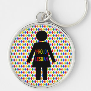 LGBTQ Lesbian Silhouette and Rainbow Ladies Key Ring