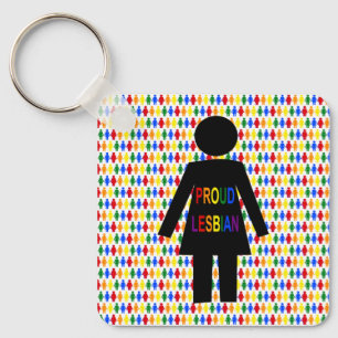 LGBTQ Lesbian Silhouette and Rainbow Ladies Keycha Key Ring