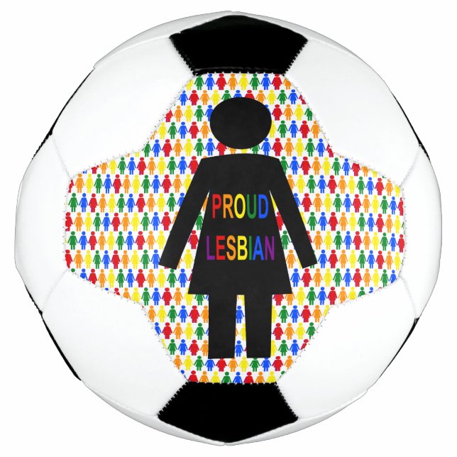 LGBTQ Lesbian Silhouette and Rainbow Ladies Soccer Ball (Front)