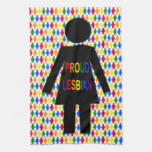 LGBTQ Lesbian Silhouette and Rainbow Ladies Tea Towel