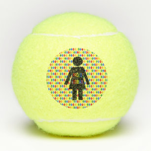 LGBTQ Lesbian Silhouette and Rainbow Ladies Tennis Balls
