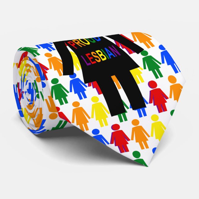 LGBTQ Lesbian Silhouette and Rainbow Ladies Tie (Rolled)