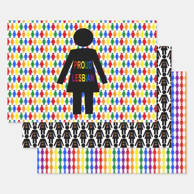 LGBTQ Lesbian Silhouette and Rainbow Ladies Wrapping Paper Sheet (Set)